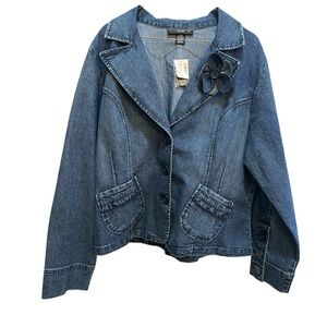Venezia Lane Bryant Denim Blazer 14/16 (XL) Floral Pin NWT Deadstock Y2K NOS